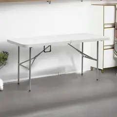 KLIMBER - Mesa Plegable Portafolio Plástica Polietileno 152x70x74cm Blanca