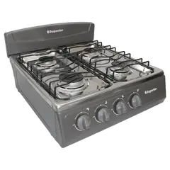 SUPERIOR - Estufa Sobremesa Acero Inoxidable 52 cm Gas Natural 4 Puestos Gris