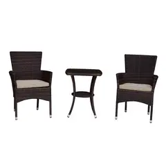 JUST HOME COLLECTION - Juego De Balcón / Bistro / Patio Exterior 3 Piezas Ratán Sintético Sidney Café