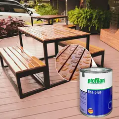 PROFILAN - Pintura para madera en exterior base agua color teca 0.75 lts fina plus