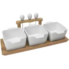 JUST HOME COLLECTION - Setx3 Fuente Con Base Bambu Y Pinchos