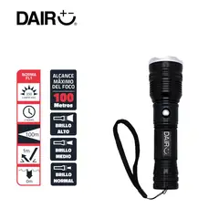 DAIRU - Linterna Metálica Recargable Con Zoom Alcance 100M