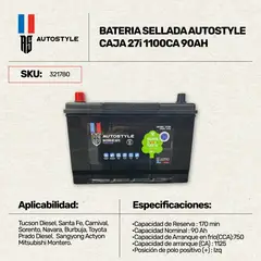 AUTOSTYLE - Batería Sellada Caja 27 Izquiera 1100CA 90AH