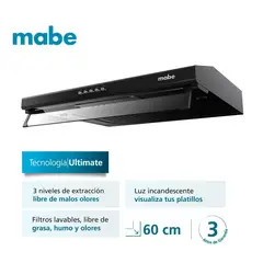 MABE - Campana Extractora de Pared 60cm CM6040NV0 Negro