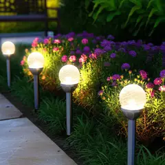 JUST HOME COLLECTION - Estaca Solar LED Globo Craquelado Satín