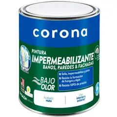 CORONA - Pintura para Interior/Exterior Impermeabilizante Blanco 1/4 Galón