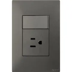 LEGRAND - Toma P/T + Interruptor Sencillo Clickme Olivo