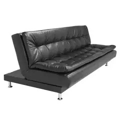 JUST HOME COLLECTION - Sofá Cama Elton 3 Puestos Ecocuero Negro