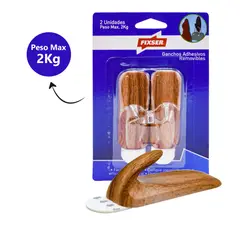 FIXSER - Gancho Adh Removible 2Und Madera 2Kg