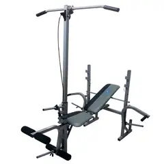 SPORTFITNESS - Banco Con Polea Alta Y Soporte Pesas Capacidad 120 Kg Color Gris