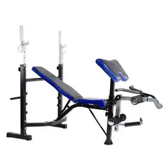 SPORTFITNESS - Banco Para Pesas Con Predicador Capacidad 120 Kg Color Negro/Azul