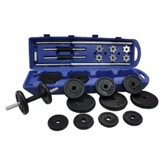 SPORTFITNESS - Kit De Mancuernas En Acero De 50 Kg Con Barra Plana Y Maletín De Transporte Color Negro