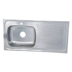NORTH - Lavaplatos en Acero Inoxidable 100x50 cm con Escurridor y Poceta Derecha para Griferia Monocontrol