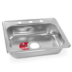 NORTH - Lavaplatos para Cocina 62x48 cm con Perforación 3 1/2 pulgadas Mezclador en Acero Inoxidable
