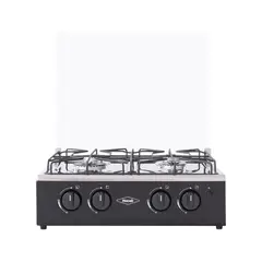 HACEB - Estufa de Sobremesa 4 Puestos Tapa Vidrio Gas Natural Negro