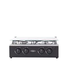 HACEB - Estufa de Sobremesa 4 Puestos Tapa Vidrio Gas Propano Negro