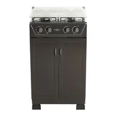 HACEB - Estufa Gabinete Vidrio Plata 52 cm 4 Puestos Gas Propano