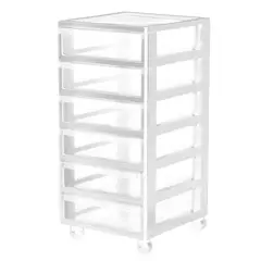 VANYPLAS - Cajonero de Piso 6 Cajones con Ruedas Blanco