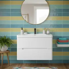 SENSI DACQUA - Mueble de Baño River Blanco 80 cm con Lavamanos