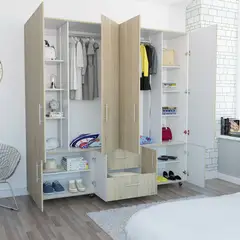 RTA DESIGN - Clóset Cantelmo 8 Puertas 2 Cajones 200x200x48cm Blanco/Rovere