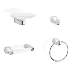 CORONA - Kit De Accesorios Para Baño Aluvia X4 Piezas Blanco - Cromo