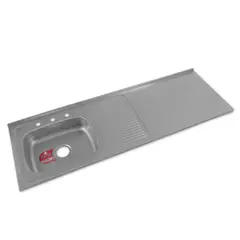 NORTH - Mesón en Acero Inoxidable Liso para Sobreponer 150x50 cm con Poceta Izquierda para Mezclador