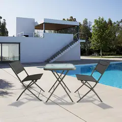 JUST HOME COLLECTION - Juego De Balcón / Bistró / Patio Exterior 3 Piezas Metal Madrid Taupe