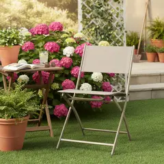 JUST HOME COLLECTION - Silla Exteriores 1 Pieza Aluminio/Textil Madrid Taupe