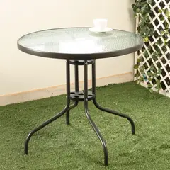 JUST HOME COLLECTION - Mesa Redonda Metal/Vidrio Negro 80 Cm