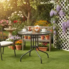 JUST HOME COLLECTION - Mesa Redonda Metal/Vidrio Negro 80 Cm