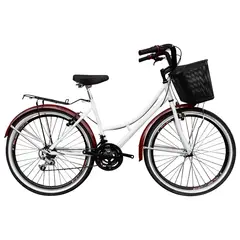SFORZO - Bicicleta Urbana Playera R26 18V Marco en Acero Blanco