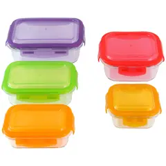 undefined - Set X5 Recipientes Vidrio Refractario Tapa Color