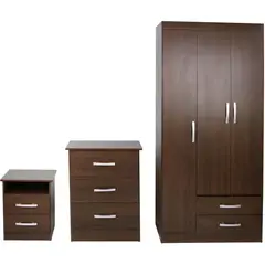 undefined - Combo Armario + Cajonera + Mesa de Noche Chocolate