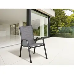 undefined - Silla Con Brazos metal y textil Sling Crudo Gris