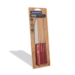 TRAMONTINA - Juego De Cuchillos Para Asado Con Láminas De Acero Inoxidable Y Mangos De Madera Polywood Rojo 6 Piezas