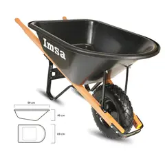 IMSA - Carretilla Negra Plastica Cachaca 169 Litros 6ft
