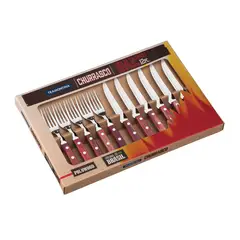 TRAMONTINA - Juego de Cubiertos Para Asado 35 Cm Mango en Madera 12 Piezas