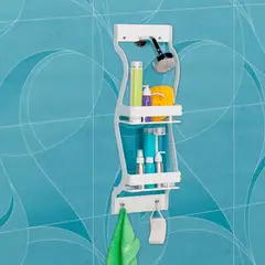 DAMECOS - Organizador Ducha de Baño 2 Entrepaños Blanca