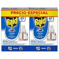 RAID - Insecticida Eléctrico Líquido Voladores 45 Noches Repuesto X 2und