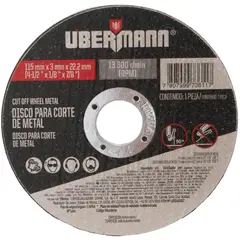 UBERMANN - Disco Abrasivo Corte Metal 4-1/2-pulg X 3mm