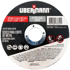 UBERMANN - Disco Abrasivo Corte Metal 4-1/2-pulg X 1mm