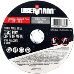 UBERMANN - Disco Abrasivo Corte Metal 7-pulg X 1.6mm