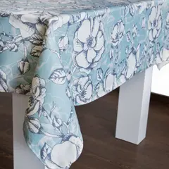 MALABA - Mantel 146x240cm Flores Grises Azul