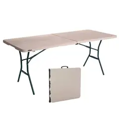 LIFETIME - Mesa Plegable Portafolio Plástica Polietileno 244x70x73cm Taupe