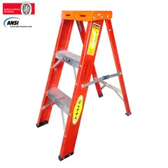 FANES - Escalera Certificada 0.90 m 3 Pasos Tijera Dieléctrica Tipo IA 136 kg