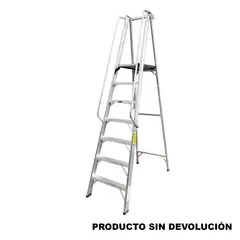 FANES - Escalera Certificada 2.10 m 7 P Plataforma en Aluminio Tipo IA 136 kg