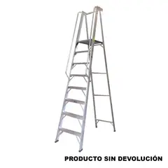 FANES - Escalera Certificada 2.40 m 8 P Plataforma en Aluminio Tipo IA 136 kg
