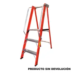FANES - Escalera Certificada 0.90 m 3 P Plataforma Dieléctrica Tipo IA 136 kg
