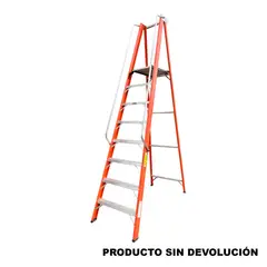 FANES - Escalera Certificada 2.40 m 8 P Plataforma Dieléctrica Tipo IA 136 kg