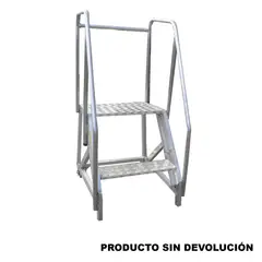 FANES - Escalera Certificada Tipo Avión en Aluminio 2 Pasos 0,50 Metros de 136 Kilogramos de Resistencia
